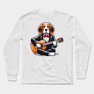 Beagle Playing Guitar Long Sleeve T-Shirt